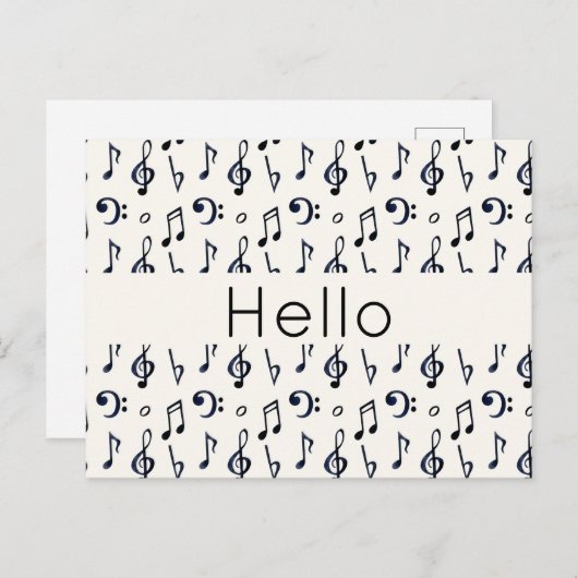 Cute Musical Notes Pattern Hallo Briefkaart (Voorkant / Achterkant)