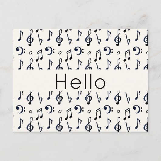 Cute Musical Notes Pattern Hallo Briefkaart (Voorkant)