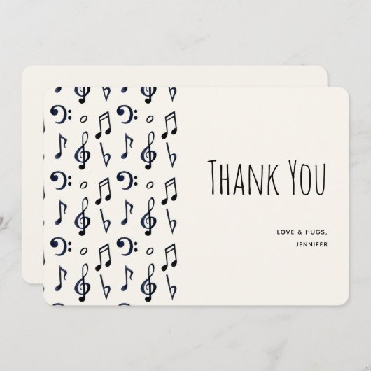 Cute Musical Notes Pattern Hartelijk dank Bedankkaart (Voorkant / Achterkant)