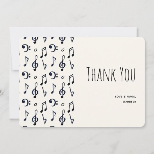 Cute Musical Notes Pattern Hartelijk dank Bedankkaart (Voorkant)