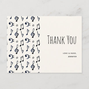 Cute Musical Notes Pattern Hartelijk dank Briefkaart