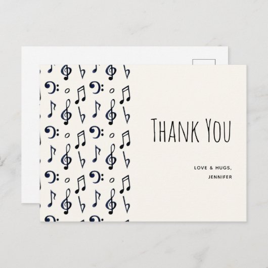 Cute Musical Notes Pattern Hartelijk dank Briefkaart (Voorkant / Achterkant)