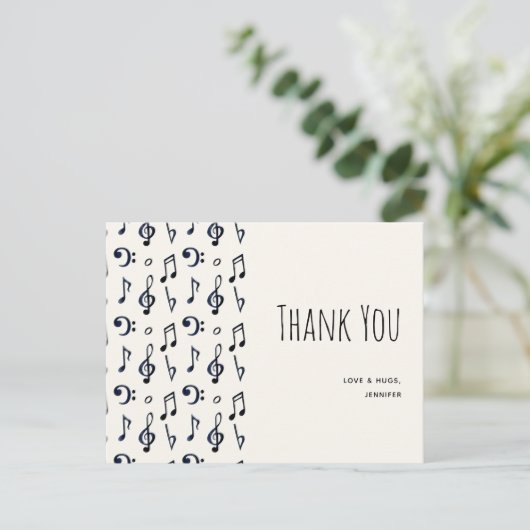 Cute Musical Notes Pattern Hartelijk dank Briefkaart (Staand voorkant)