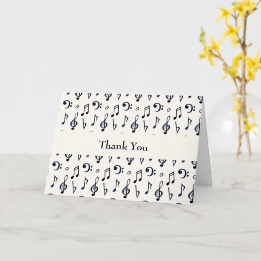 Cute Musical Notes Pattern Hartelijk dank Kaart (Gele Bloem)