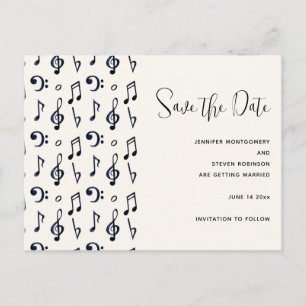 Cute Musical Notes Pattern Save the Date Uitnodiging Briefkaart