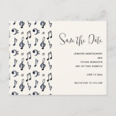 Cute Musical Notes Pattern Save the Date Uitnodiging Briefkaart (Voorkant)