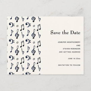 Cute Musical Notes Pattern Save the Date Uitnodiging Briefkaart