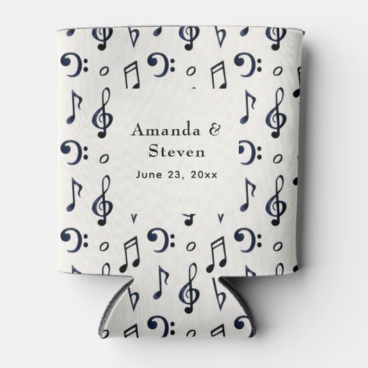 Cute Musical Notes Pattern Wedding Blikjeskoeler (Voorkant)