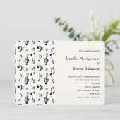 Cute Musical Notes Pattern Wedding Kaart (Staand voorkant)