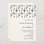Cute Musical Notes Pattern Wedding Kaart (Voorkant / Achterkant)