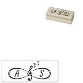 Cute Musical Notes Treble Clef Infinity Monogramme Rubberstempel (Gestempeld)