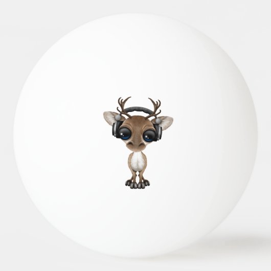 Cute Musical Reindeer Dj die hoofdtelefoons heeft Pingpongbal (Voorkant)