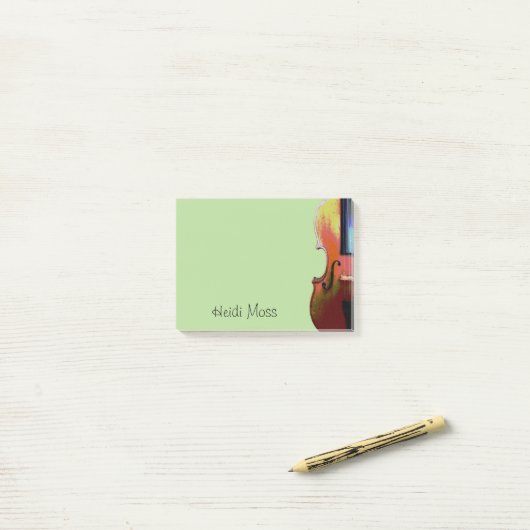 Cute Musical Violin Green Post-it® Notes (Op bureau)