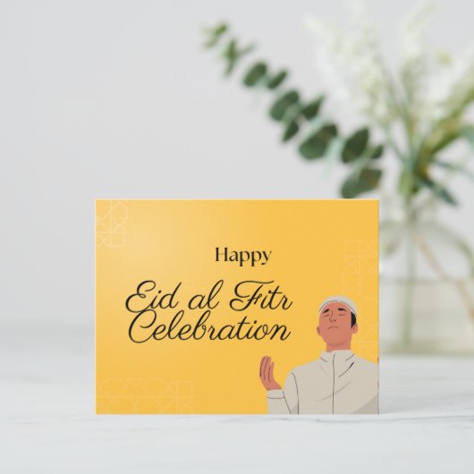 Cute Muslim Boy and Girl Eid Mubarak Briefkaart (Staand voorkant)