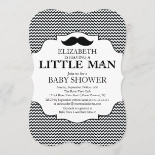Cute Mustache Bash Boys Baby shower Chevron Kaart