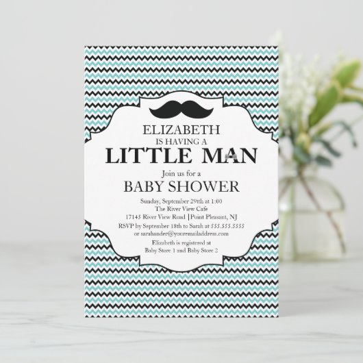 Cute Mustache Bash Boys Baby shower Kaart (Staand voorkant)