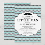 Cute Mustache Bash Boys Baby shower Kaart (Voorkant / Achterkant)