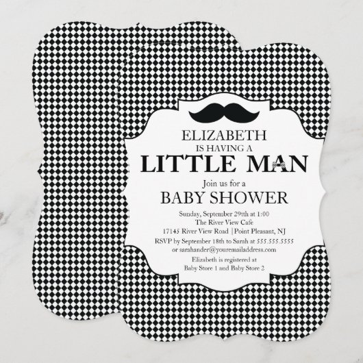 Cute Mustache Bash Boys Baby shower Kaart (Voorkant / Achterkant)