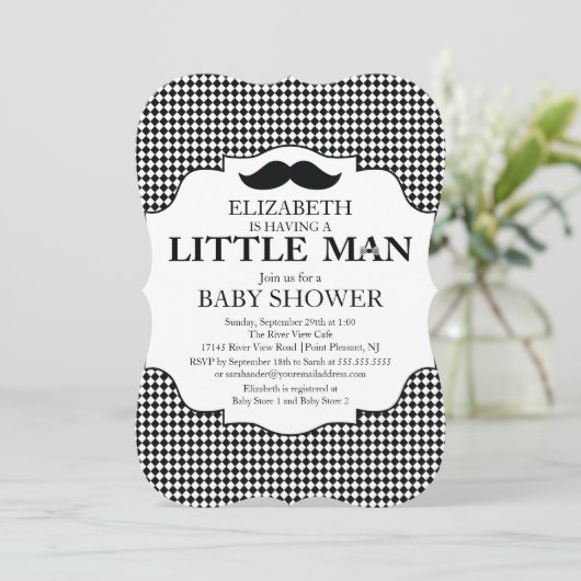 Cute Mustache Bash Boys Baby shower Kaart (Staand voorkant)