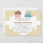 Cute Mustache & Bow Cupcake Gender onthullen Invit Kaart (Voorkant)