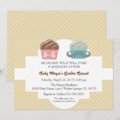 Cute Mustache & Bow Cupcake Gender onthullen Invit Kaart (Voorkant / Achterkant)