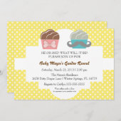 Cute Mustache & Bow Cupcake Gender onthullen Invit Kaart (Voorkant / Achterkant)