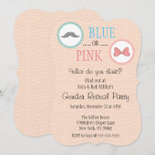 Cute Mustache & Bow Gender onthullen Invite Kaart (Voorkant / Achterkant)