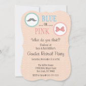 Cute Mustache & Bow Gender onthullen Invite Kaart (Voorkant)