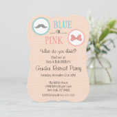 Cute Mustache & Bow Gender onthullen Invite Kaart (Staand voorkant)