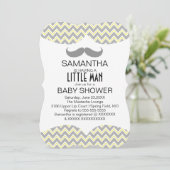 Cute Mustache Boys Baby shower Custom Invite Kaart (Staand voorkant)