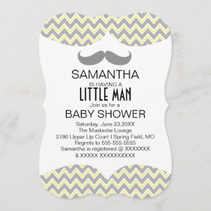 Cute Mustache Boys Baby shower Custom Invite Kaart