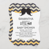 Cute Mustache Boys Baby shower Custom Invite Kaart (Voorkant / Achterkant)