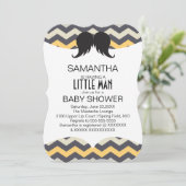 Cute Mustache Boys Baby shower Custom Invite Kaart (Staand voorkant)