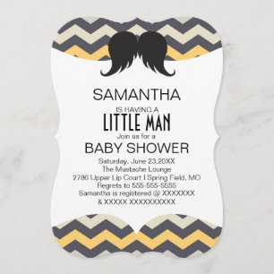 Cute Mustache Boys Baby shower Custom Invite Kaart