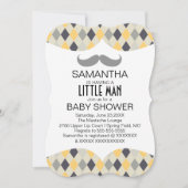 Cute Mustache Boys Baby shower Custom Invite Kaart (Voorkant)