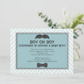 Cute Mustache Boys Baby shower Invitation Kaart (Staand voorkant)