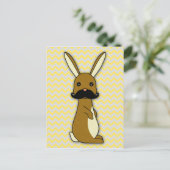 Cute Mustache Bunny Cartoon Briefkaart (Staand voorkant)