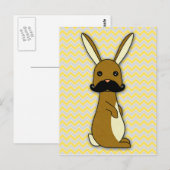 Cute Mustache Bunny Cartoon Briefkaart (Voorkant / Achterkant)