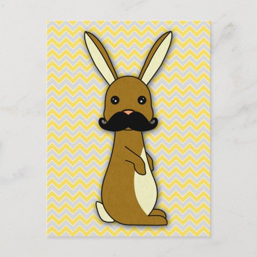 Cute Mustache Bunny Cartoon Briefkaart (Voorkant)