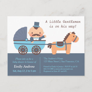 Cute Mustache Gentleman Baby Boy Shower Kaart