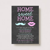 Cute Mustache & Lips Home Sweet Home Invitations Kaart