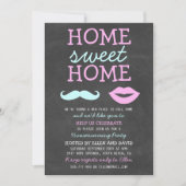 Cute Mustache & Lips Home Sweet Home Invitations Kaart (Voorkant)