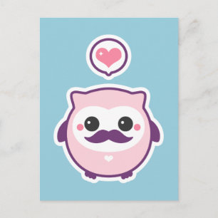 Cute Mustache Owl Briefkaart