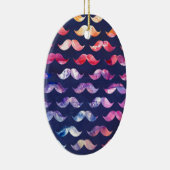 Cute Mustache Pattern met Waterverf Overlays Keramisch Ornament (Rechts)