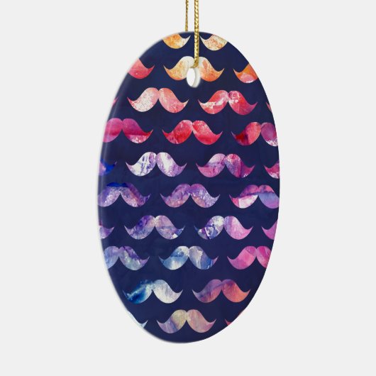 Cute Mustache Pattern met Waterverf Overlays Keramisch Ornament (Rechts)