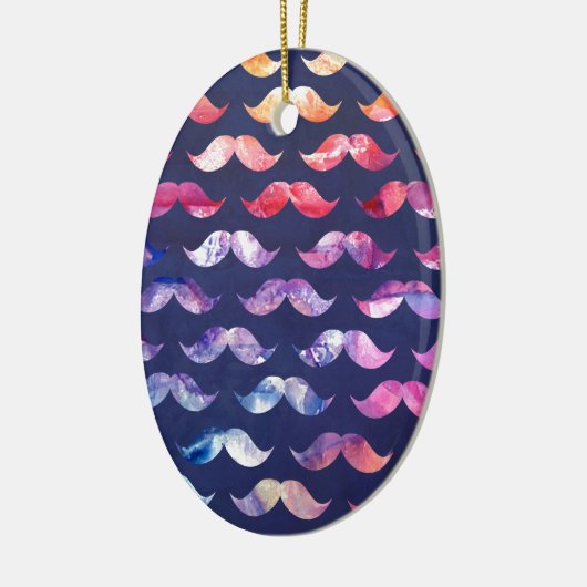 Cute Mustache Pattern met Waterverf Overlays Keramisch Ornament (Links)