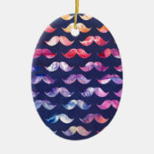 Cute Mustache Pattern met Waterverf Overlays Keramisch Ornament (Voorkant)