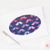 Cute Mustache Pattern met Waterverf Overlays Ovale Sticker (Envelop)