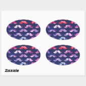 Cute Mustache Pattern met Waterverf Overlays Ovale Sticker (Vel)