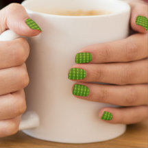 Cute Mustache Pattern on Green Minx Nail Art